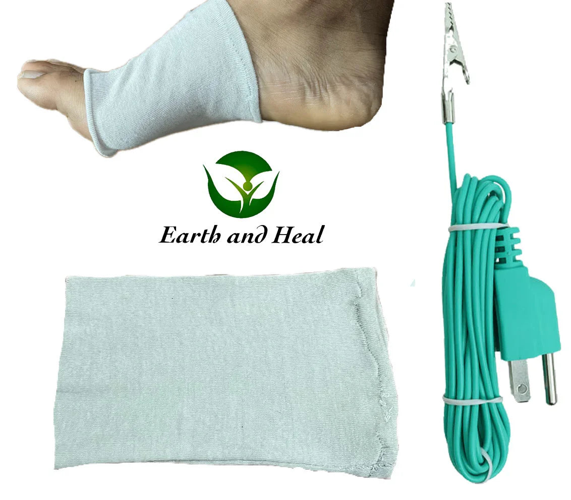 Earth and Heal Grounding Sole Band - True Indoor Grounding - Premium Silver, Cotton-Elastic Fabric-Blend Foot Band & Gator Clip